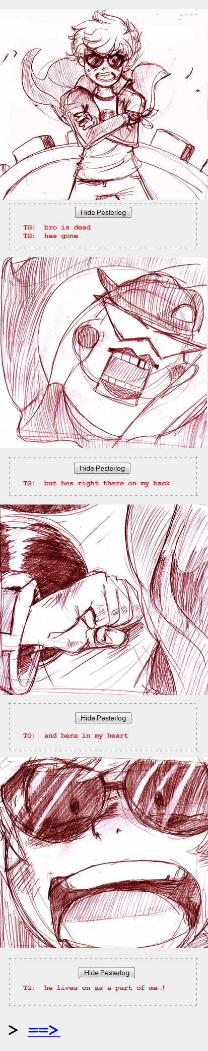 1boy, 4koma, armband, cape, comic, dave_strider, english_text, highres, homestuck, keshii, lil_cal, long_image, monochrome, parody, sketch, sunglasses, tall_image, tengen_toppa_gurren_lagann, white_background