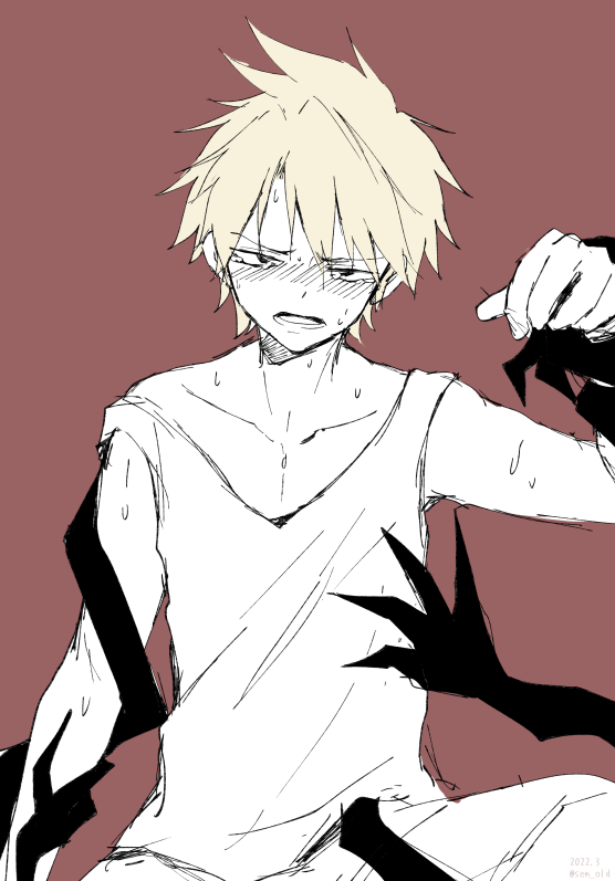 1boy, blonde_hair, blush, groping, male_focus, misao, official_art, seeen