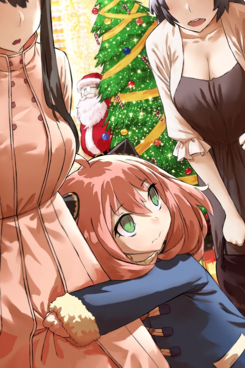 1boy, 3girls, adoptive_parent_and_adoptive_child, anya_(spy_x_family), black_hair, breasts, brown_hair, character_request