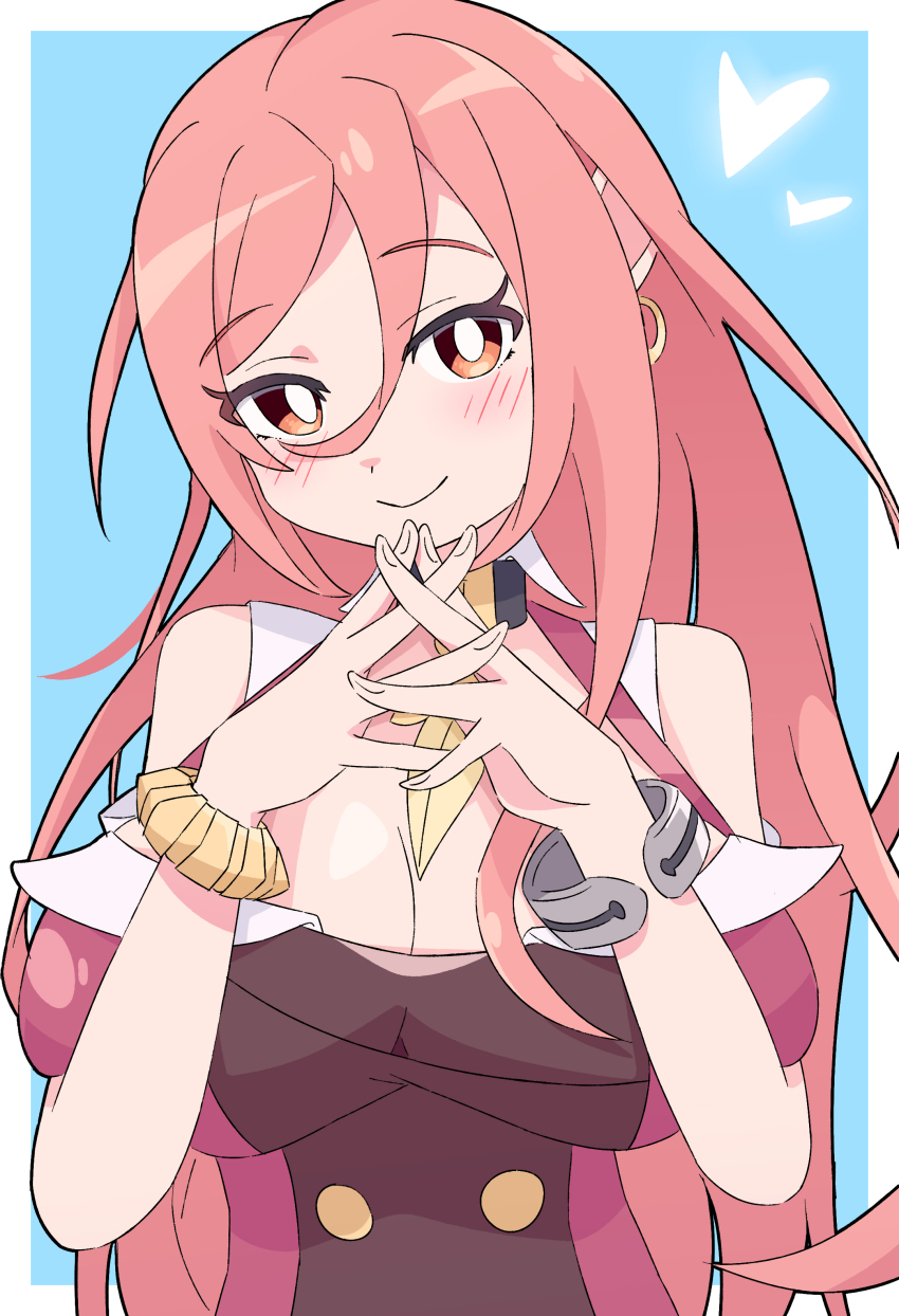 absurdres, azure_striker_gunvolt, azure_striker_gunvolt_3, bare_shoulders, bracelet, highres, jewelry, pink_eyes