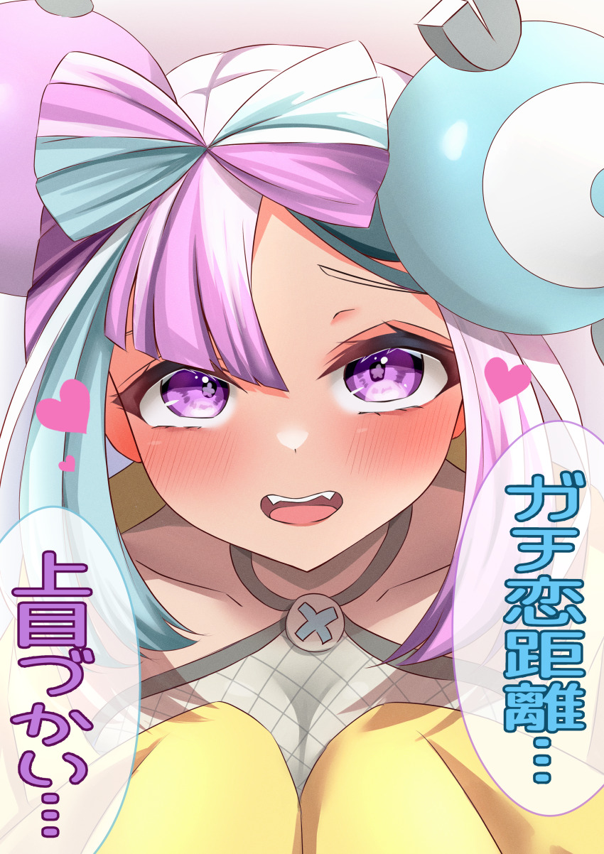 1girl, absurdres, blue_hair, bow-shaped_hair, character_hair_ornament, hair_ornament, hexagon_print, highres