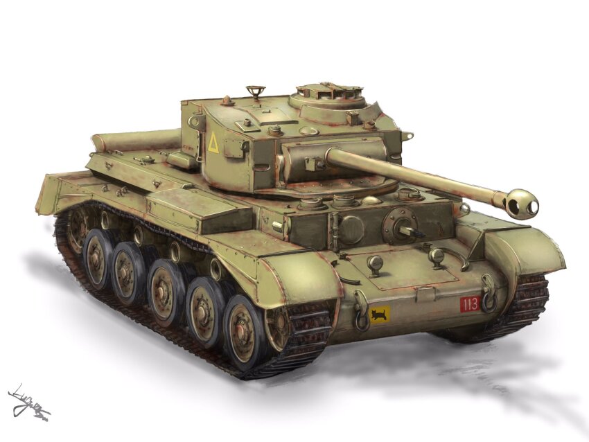 artist_name, comet_(tank), commentary_request, emblem, highres, luger_oni-jun'i, military, military_vehicle