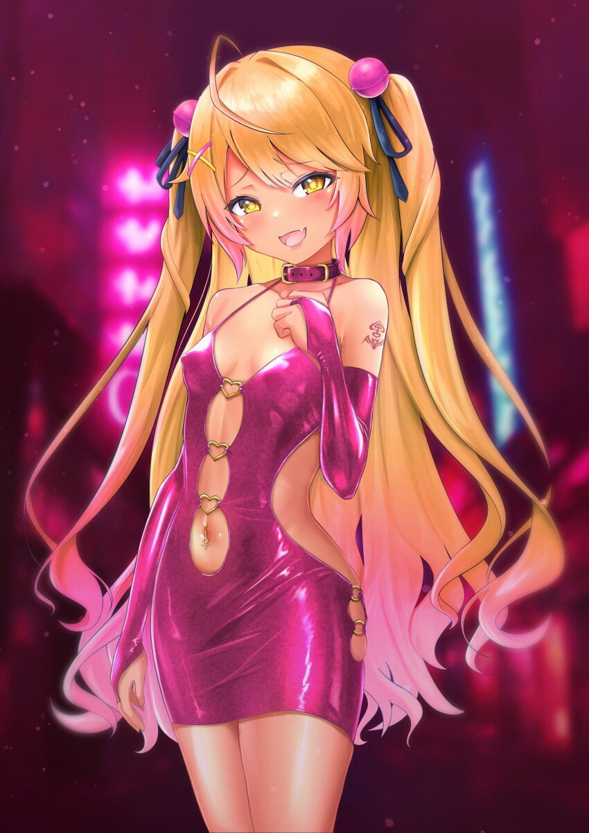 1girl, absurdres, ahoge, amamiya_kokoro, armpit_crease, bare_shoulders, bell, blonde_hair