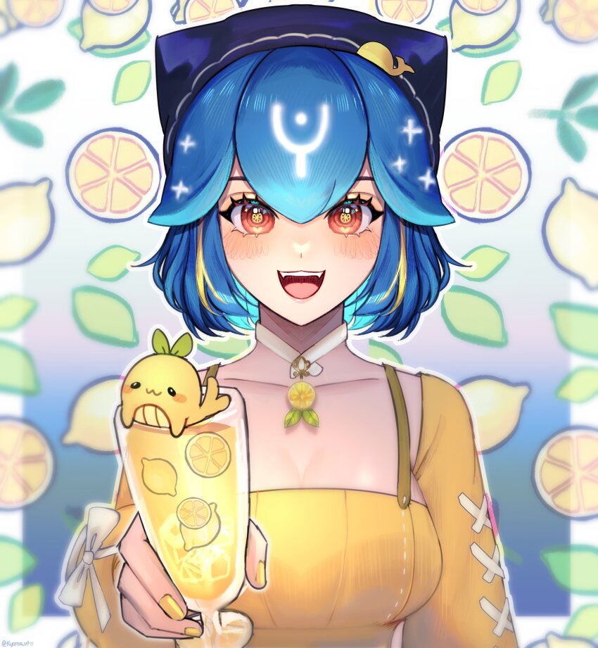 1girl, :d, absurdres, bao_the_whale, bao_the_whale_(citrus_love), beret, black_hat, blush