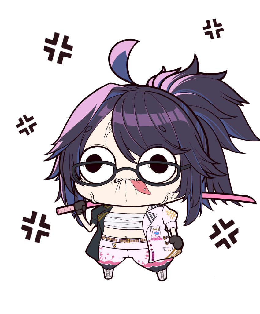 absurdres, ahoge, anger_vein, angry, banchou, belt, bokken, boots