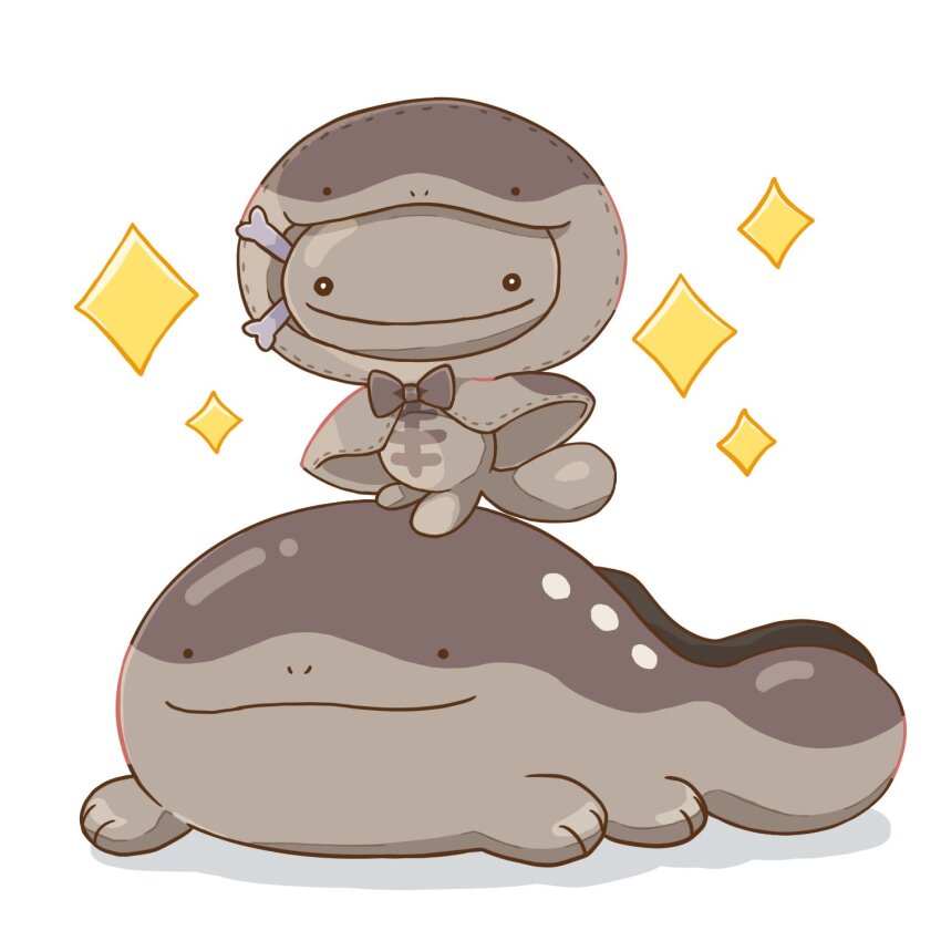 bow, brown_bow, brown_capelet, capelet, clodsire, clodsire_(cosplay), closed_mouth, commentary_request