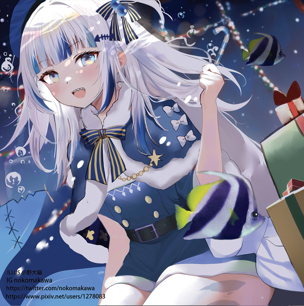 1girl, :d, air_bubble, animal, belt, belt_buckle, beret, black_belt