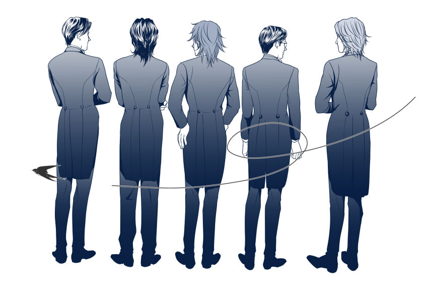 5boys, absurdres, ajino_sousuke, amamiya_shuuhei, ayumukusanagi, character_request, crossed_arms, formal_clothes