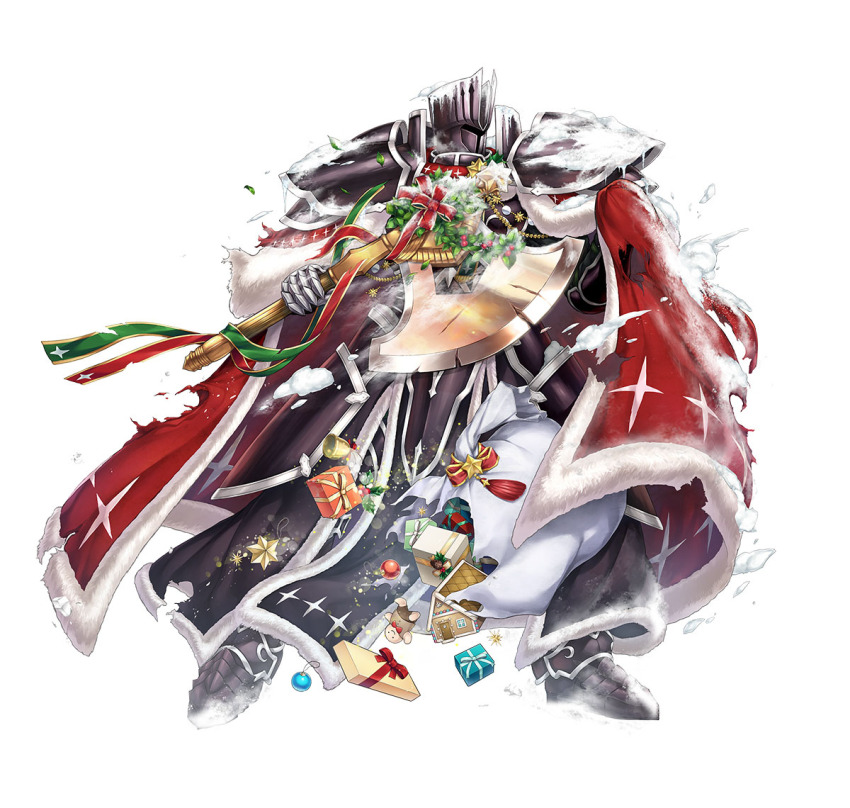 1boy, armor, axe, black_armor, black_knight_(fire_emblem), black_knight_(winter)_(fire_emblem), cape, fire_emblem