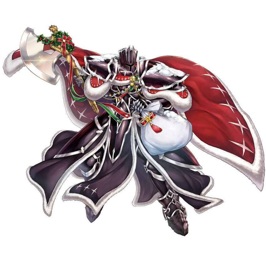 1boy, armor, axe, black_armor, black_knight_(fire_emblem), black_knight_(winter)_(fire_emblem), cape, fire_emblem