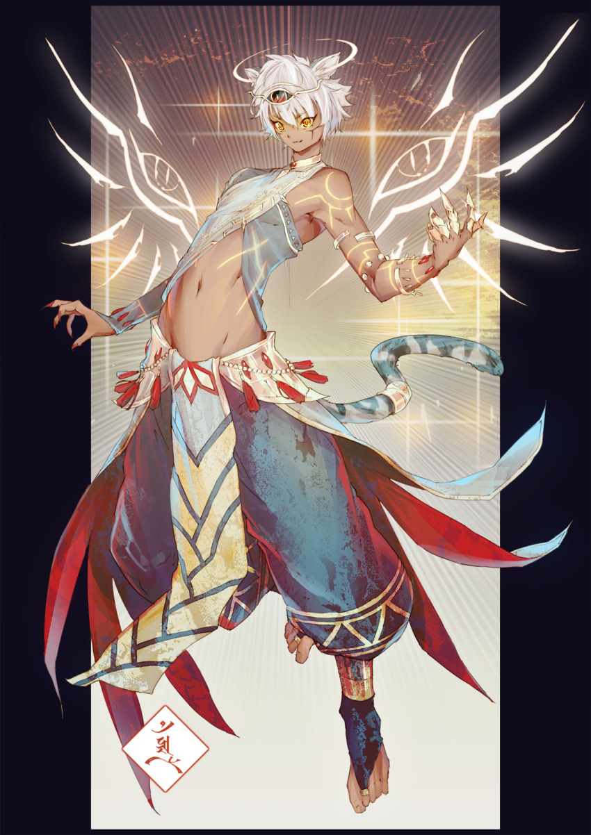 1boy, animal_ears, bracelet, cat_boy, cat_ears, choker, facial_mark, fingernails