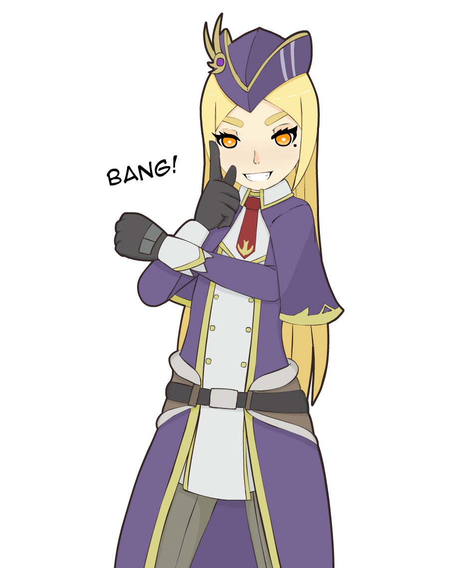 1girl, blonde_hair, breasts, cosplay, dame_luchika, english_text, mari_gold, mole