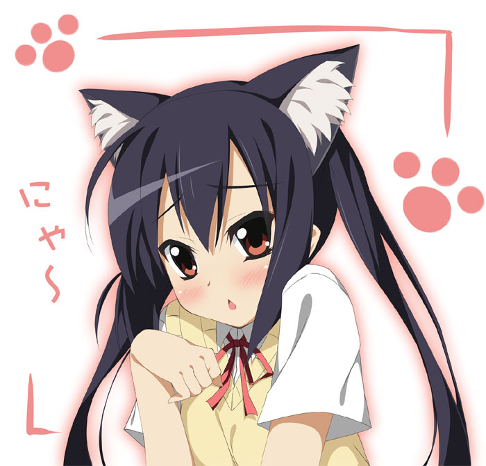 1girl, :<, animal_ears, bad_id, bad_pixiv_id, black_hair, blush, brown_eyes
