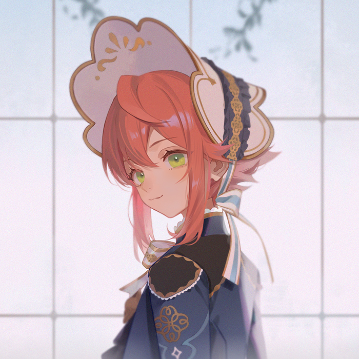 1boy, bonnet, classic_lolita, closed_mouth, ensemble_stars!, eyokiki, film_grain, from_side