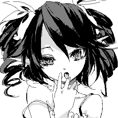 child, darkness_iii, licking_finger, hair_ornament, licking, lowres, monochrome, oekaki, shunsei_(muratou), viprpg
