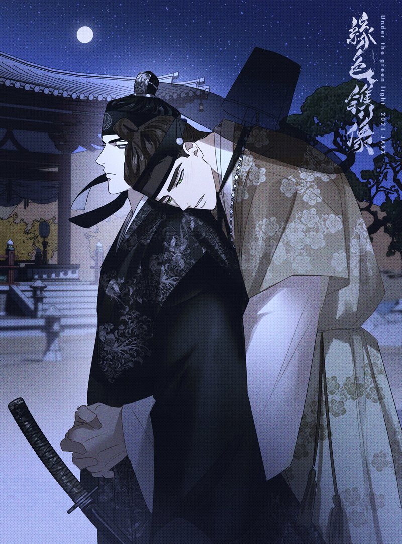 2boys, artist_name, black_hair, black_hanbok, brown_hair, copyright_name, green_eyes, hanbok