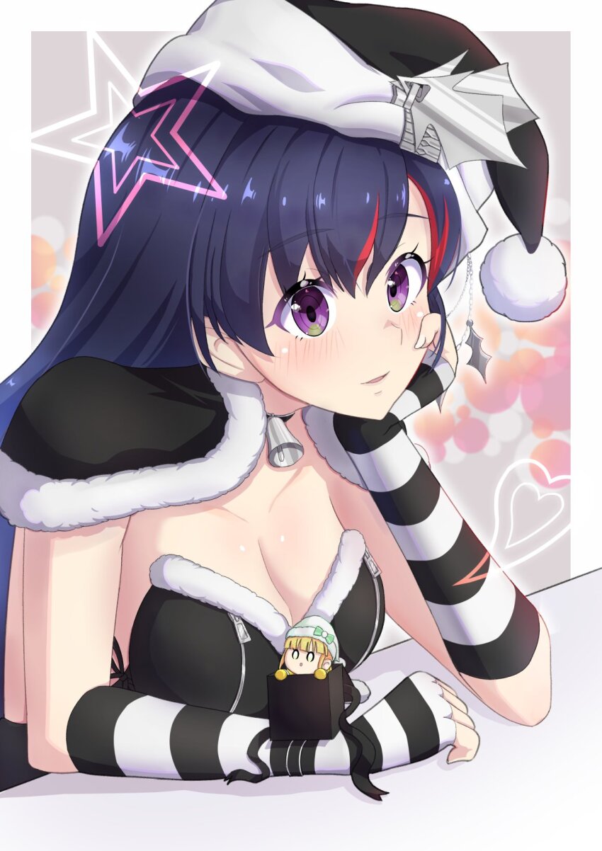 2girls, breasts, chibi, christmas, hat, highres, ira_(magicami), kyoumu_(mgcmkyomu)