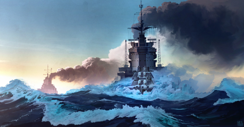 anti-aircraft, anti-aircraft_gun, battleship, cannon, crane_(machine), day, highres, hms_warspite