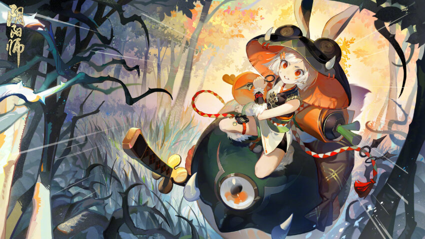 1girl, animal_ears, highres, mujin_yama_usagi, official_art, onmyoji, rabbit_ears, short_hair