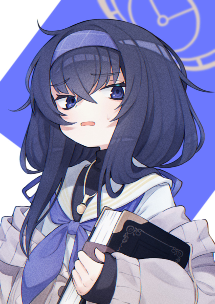 1girl, absurdres, agata_(yfw1110), black_hair, blue_archive, blue_eyes, commentary_request, hair_between_eyes