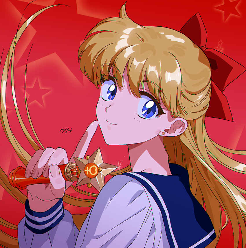 1girl, aino_minako, bishoujo_senshi_sailor_moon, blonde_hair, blue_eyes, blue_sailor_collar, bow, closed_mouth