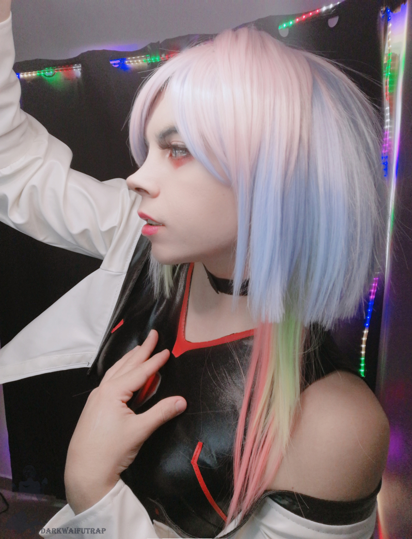 1boy, absurdres, androgynous, arm_support, bare_shoulders, black_leotard, cosplay, cowboy_shot