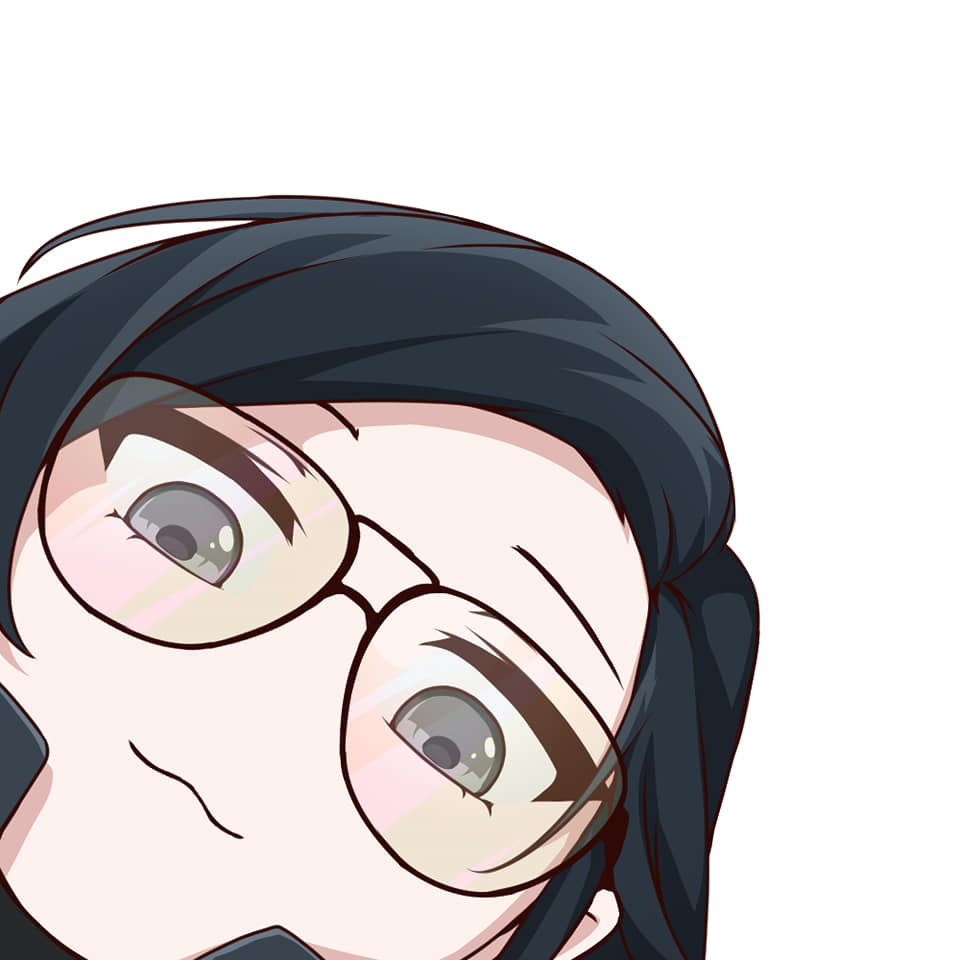 1girl, :3, black-framed_eyewear, black_hair, call_of_duty, call_of_duty:_black_ops_cold_war, call_of_duty:_mobile, call_of_duty:_warzone, close-up, closed_mouth, commentary, glasses, grey_jacket, helen_a._park, jacket, looking_at_viewer, looking_down, meme, narchiart, shirt, short_hair, simple_background, smug, solo, sweater, uwu, wavy_mouth, white_background, white_jacket