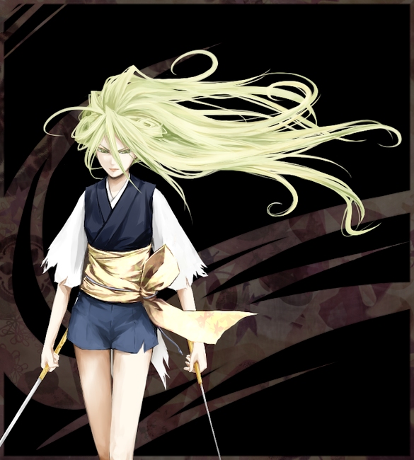 blonde_hair, character_request, japanese_clothes, long_hair, norennn, samurai_deeper_kyo, sword, tagme, tokito_(samurai_deeper_kyo), weapon, yellow_eyes