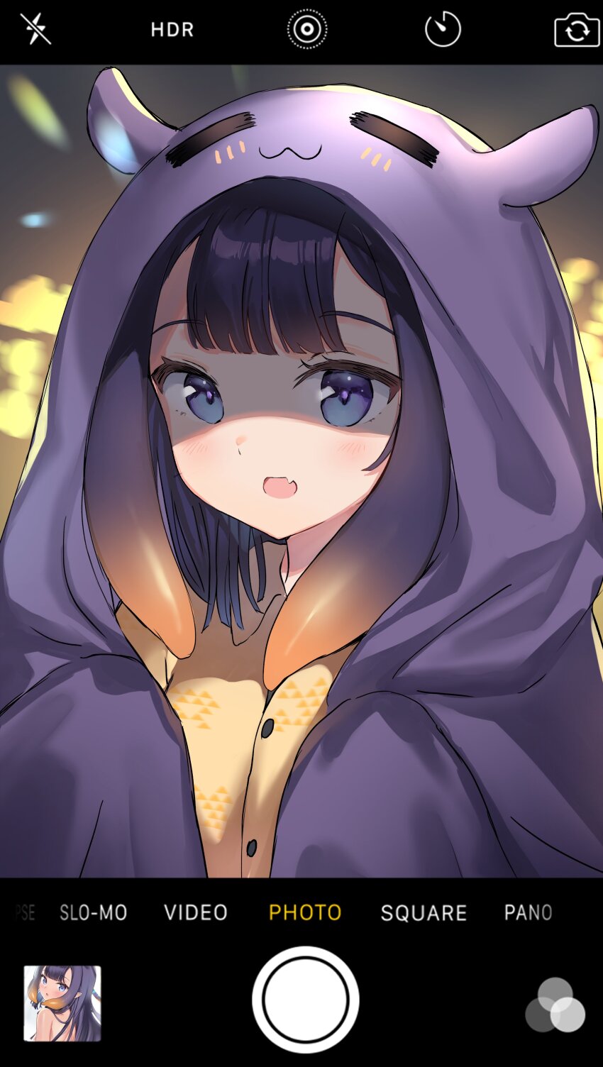 1girl, :3, :o, =_=, absurdres, blue_eyes, blunt_bangs, blurry