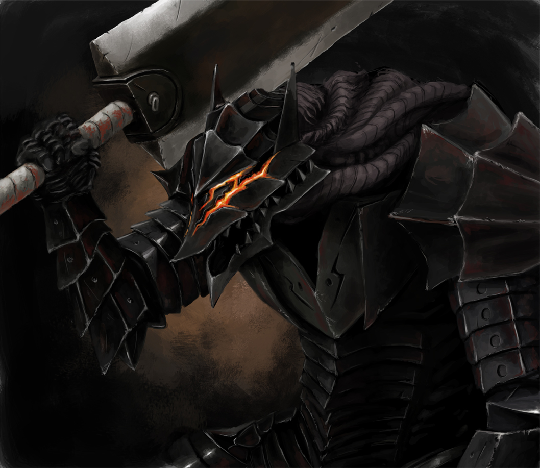 1990s_(style), 1boy, armor, berserk, berserker_armor, black_armor, cape, dark