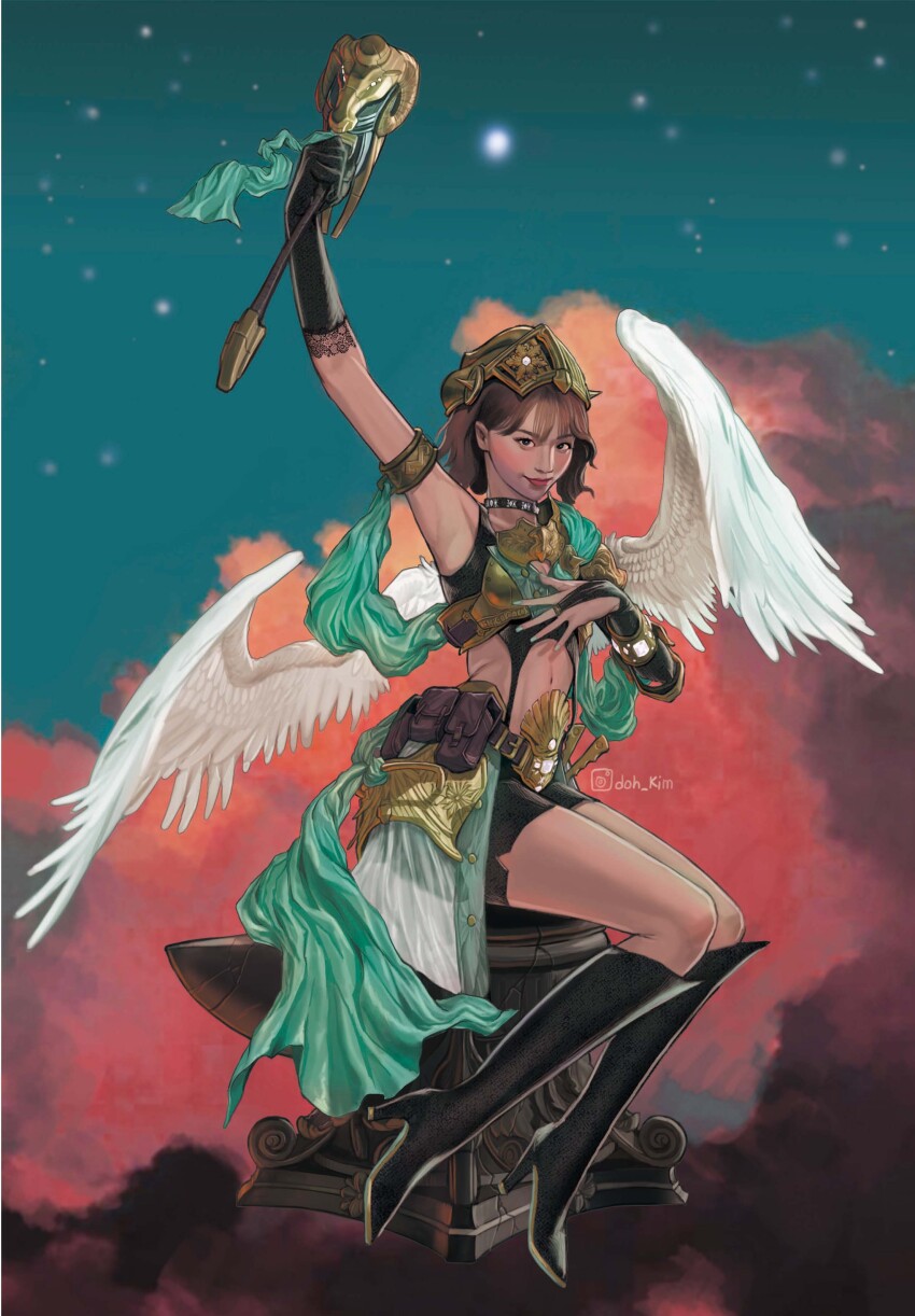 absurdres, alternate_costume, artist_name, black_boots, black_choker, black_eyes, black_gloves, black_shirt