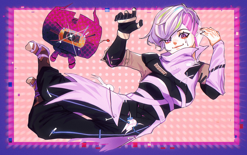 1girl, alternate_costume, alternate_hairstyle, animification, apex_legends, apex_legends_mobile, asymmetrical_hair, black_bodysuit