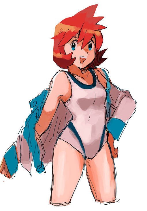 1girl, blue_eyes, breasts, eyelashes, gen_1_pokemon, gen_2_pokemon, gym_leader, jacket