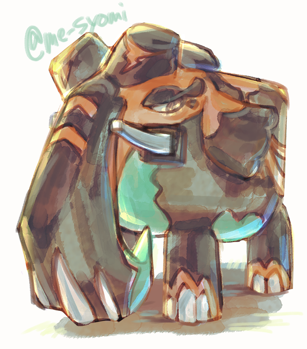 animal_focus, artist_name, copperajah, elephant, full_body, gen_8_pokemon, half-closed_eyes, looking_to_the_side