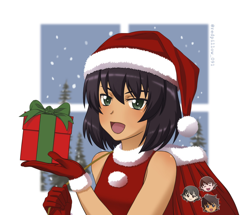 1girl, :d, absurdres, black_hair, blurry, blurry_background, bob_cut, brown_hair