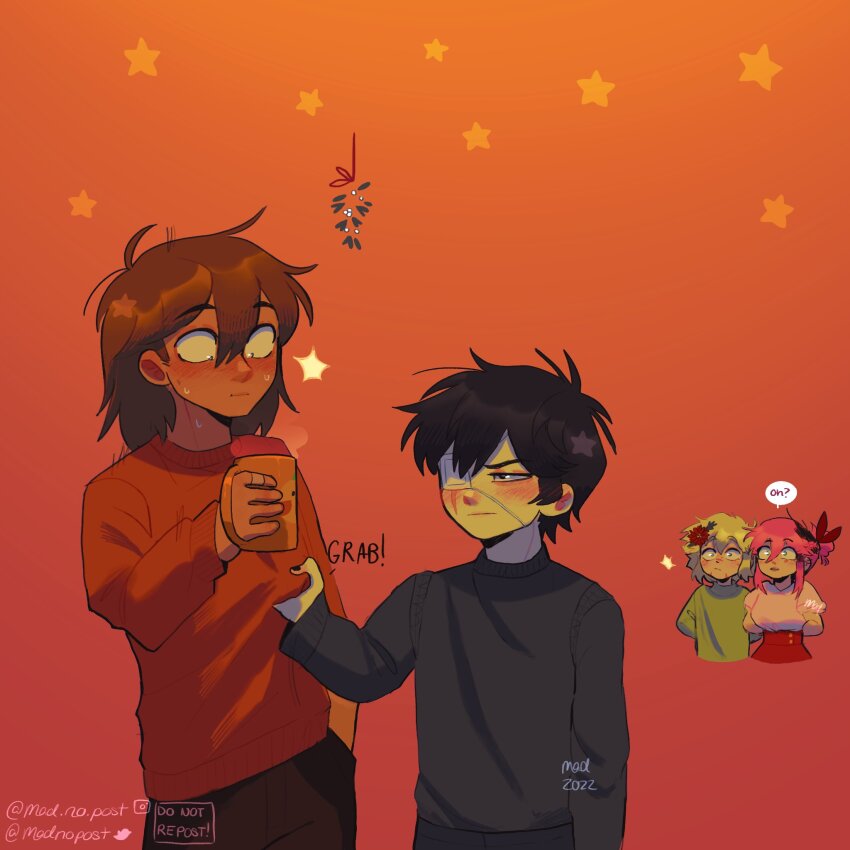 1girl, 3boys, aubrey_(faraway)_(omori), aubrey_(omori), basil_(faraway)_(omori), basil_(omori), bishounen, black_eyes