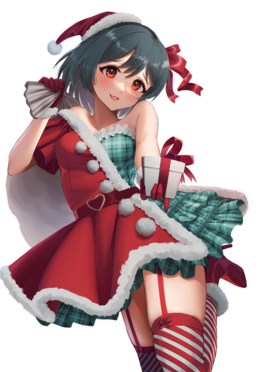 1girl, asymmetrical_clothes, bare_shoulders, belt, black_belt, black_hair, blue_dress, boots