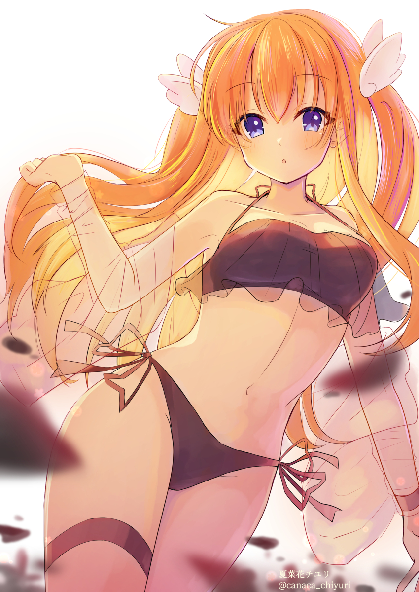 1girl, absurdres, bikini, blue_eyes, canaca_chiyuri, hair_ornament, highres, long_hair