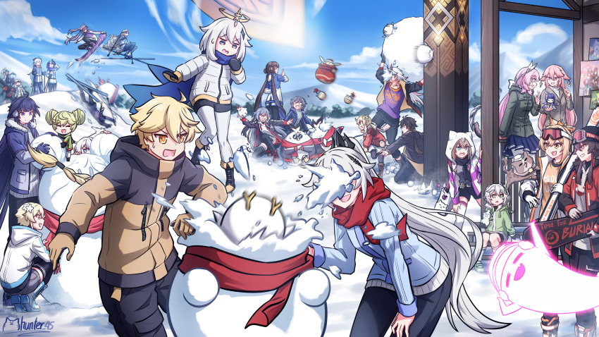 6+boys, 6+girls, absurdres, aether_(genshin_impact), ai-chan_(honkai_impact), animal_ears, arataki_itto, black_hair