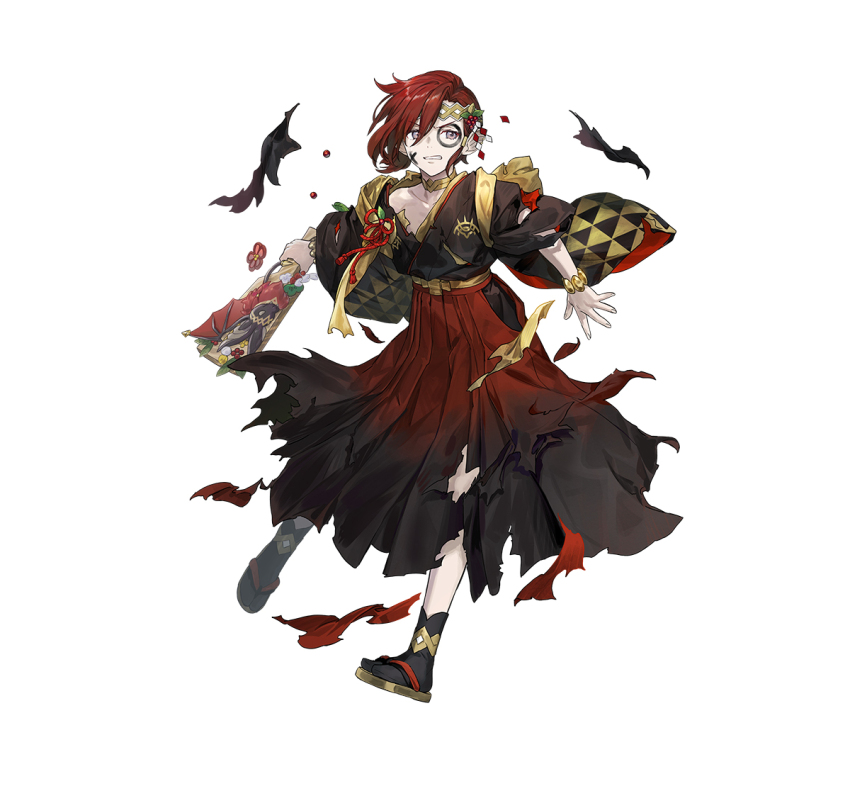 1boy, animal_ears, bat_ears, black_socks, circlet, elm_(fire_emblem), elm_(new_year)_(fire_emblem), emblem