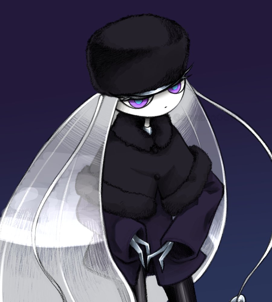 blue_eyes, coat, gen_7_pokemon, hat, long_sleeves, nintendo, pheromosa, pokemon, purple_eyes, russian_clothes, smabro0810, ultra_beast