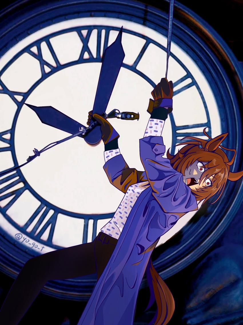 1girl, absurdres, agnes_tachyon_(umamusume), ahoge, animal_ears, back_to_the_future, brown_eyes, brown_hair