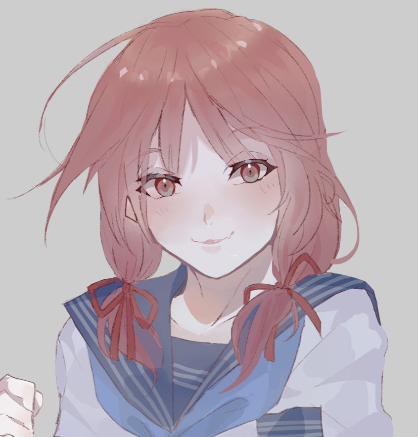 1girl, akb49_ren'ai_kinshi_jourei, arisu_ria, blue_sailor_collar, blush, closed_mouth, commentary, cooperliadm