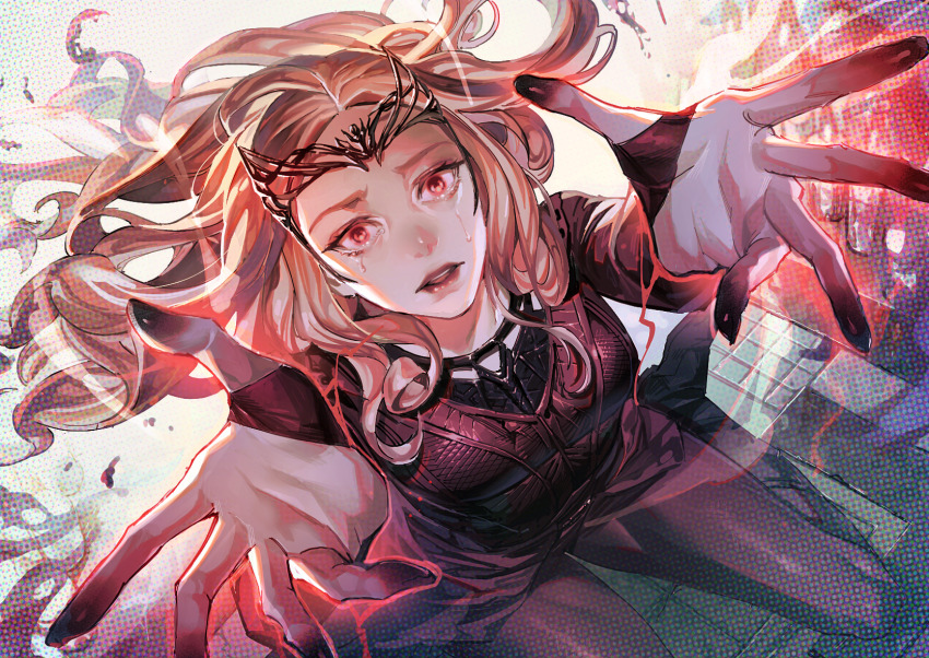 1girl, animification, bodysuit, crying, crying_with_eyes_open, doctor_strange_(series), doctor_strange_in_the_multiverse_of_madness, highres