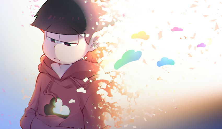 1boy, brown_eyes, brown_hair, dt.calico, highres, hood, hoodie, long_sleeves