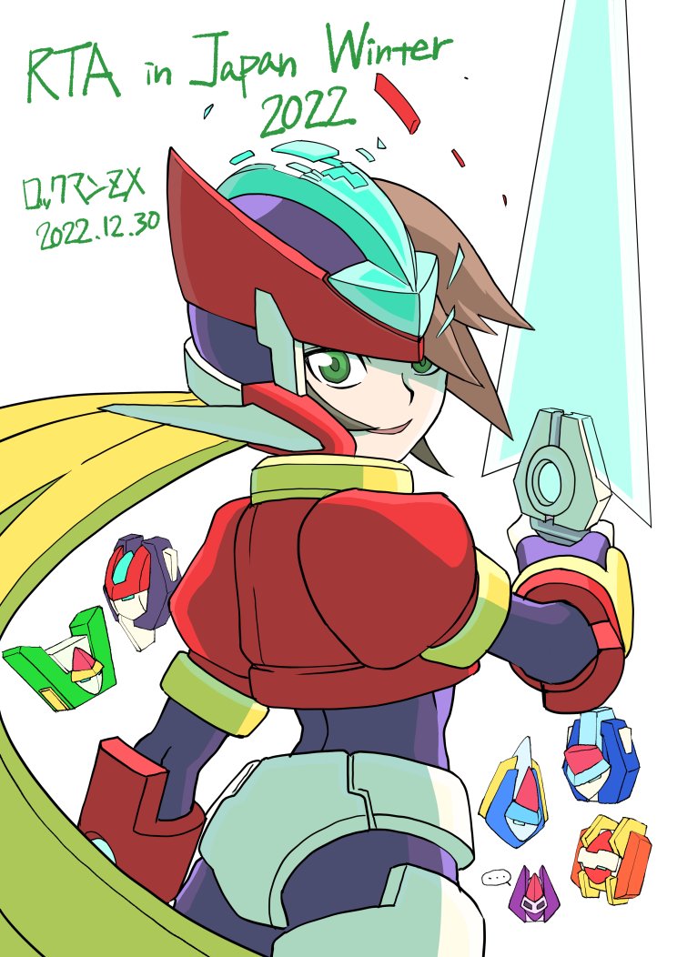 1girl, aile_(mega_man_zx), blonde_hair, cropped_jacket, energy_sword, female_focus, from_behind, green_eyes