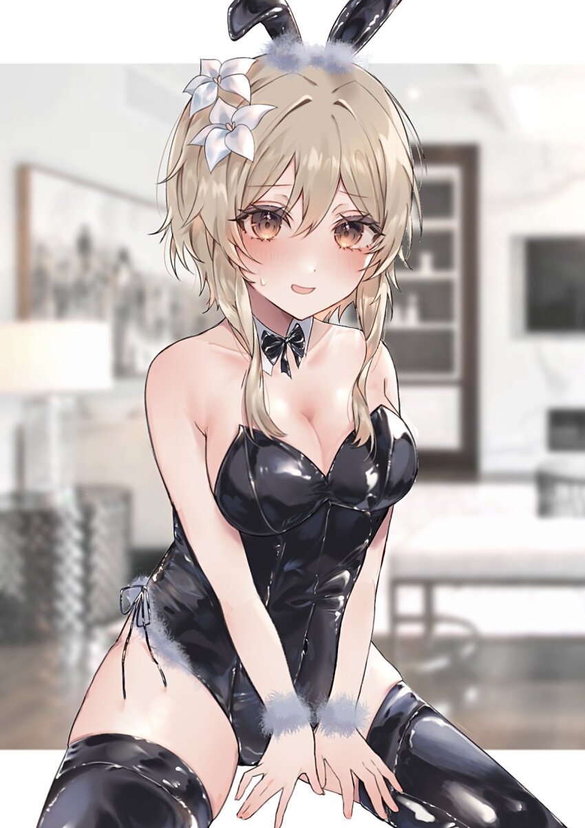 1girl, \||/, alternate_costume, animal_ears, bad_id, bad_twitter_id, bare_shoulders, black_bow