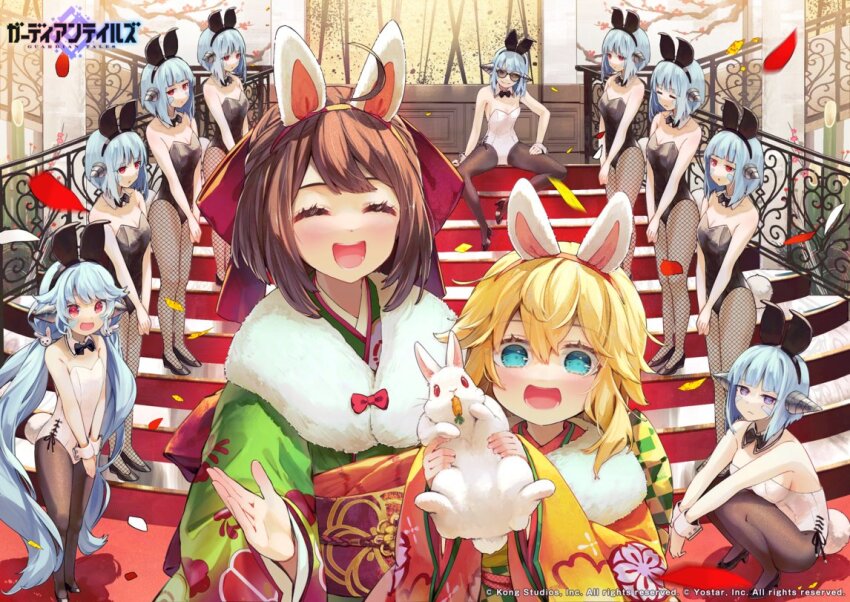 6+girls, ahoge, android, android_mk.99, animal, animal_ear_headwear, animal_ears, autonomous_android_mk.2