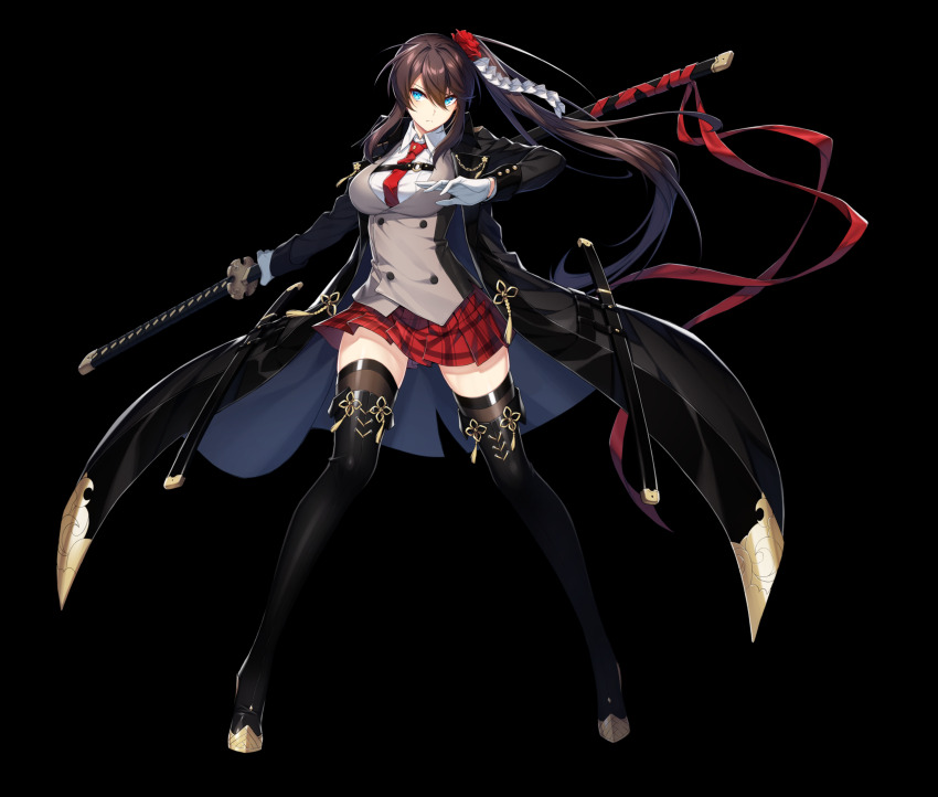 absurdres, blue_eyes, brown_hair, brown_vest, closed_mouth, counter:side, flower_ornament, gloves