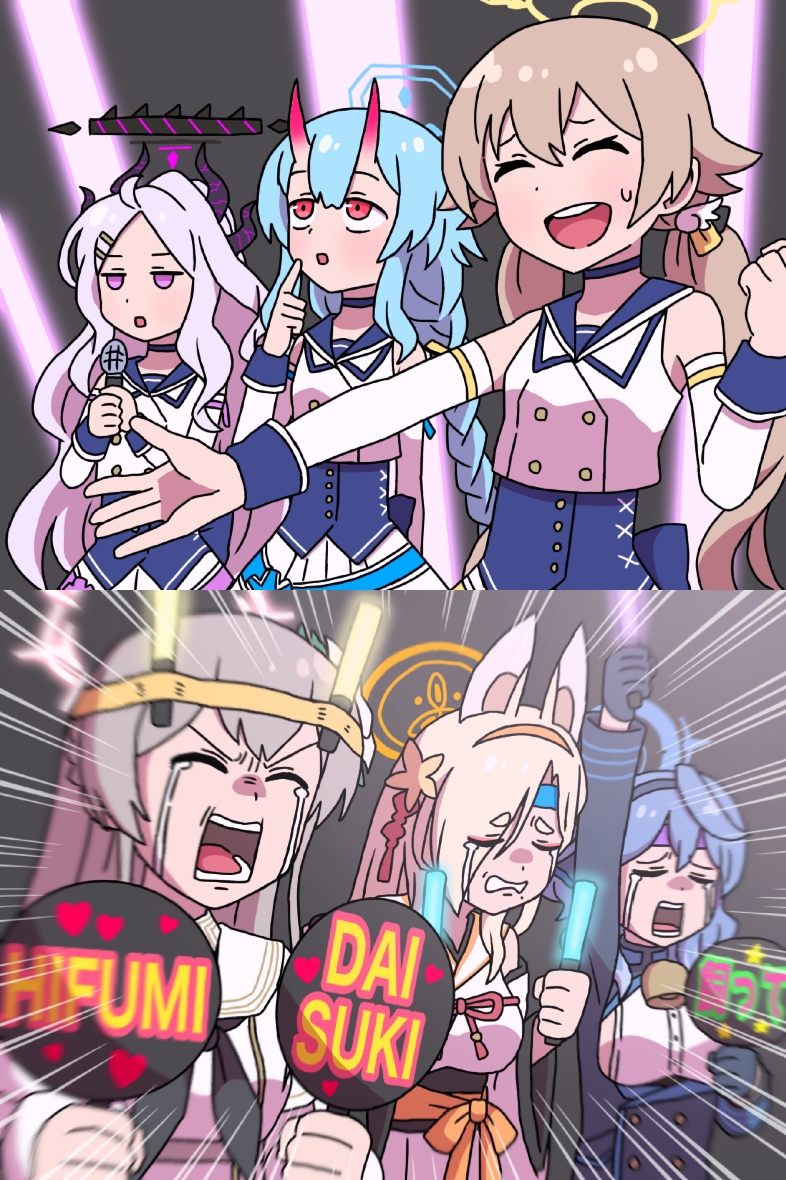 6+girls, ako_(blue_archive), blue_archive, chise_(blue_archive), hifumi_(blue_archive), hina_(blue_archive), idol, japanese_clothes